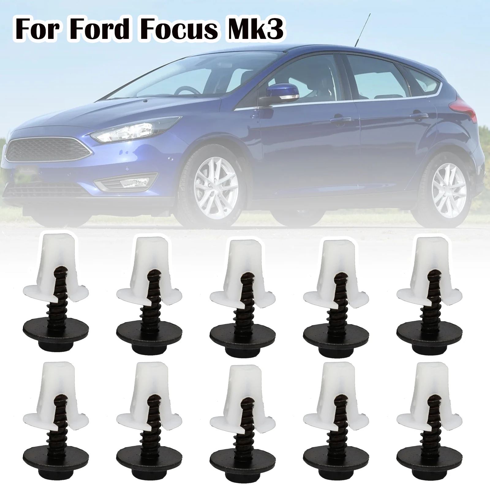 

For Ford Focus Mk3 MK2 Kuga 2 Mondeo MK4 Escape Fiesta MK5 MK6 Exterior Grommet Expanding Nut & Screws Front Bumper Insert Clips