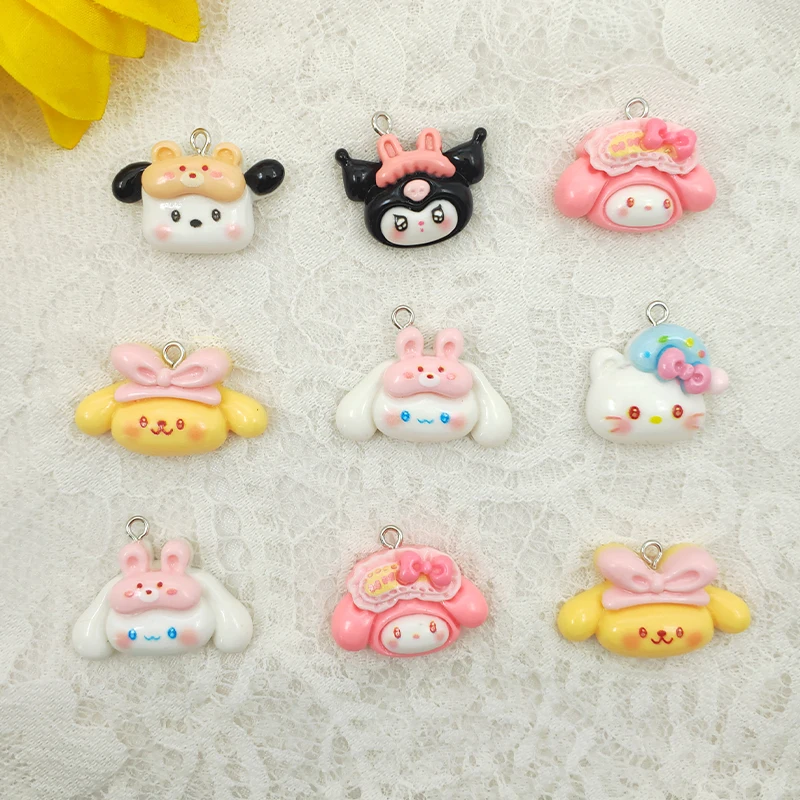 10PCS Cute Resin Small Animal Cartoon Cat and Dog Accessories Diy Jewelry Making Earrings Necklace Charm Bracelet Charms