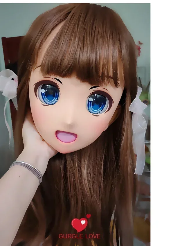 (GL Caomei) 女性用スイートガール樹脂製ハーフヘッド着ぐるみクロスドレッサーコスプレ日本のアニメロールロリータドールマスク（目とウィッグ付き）