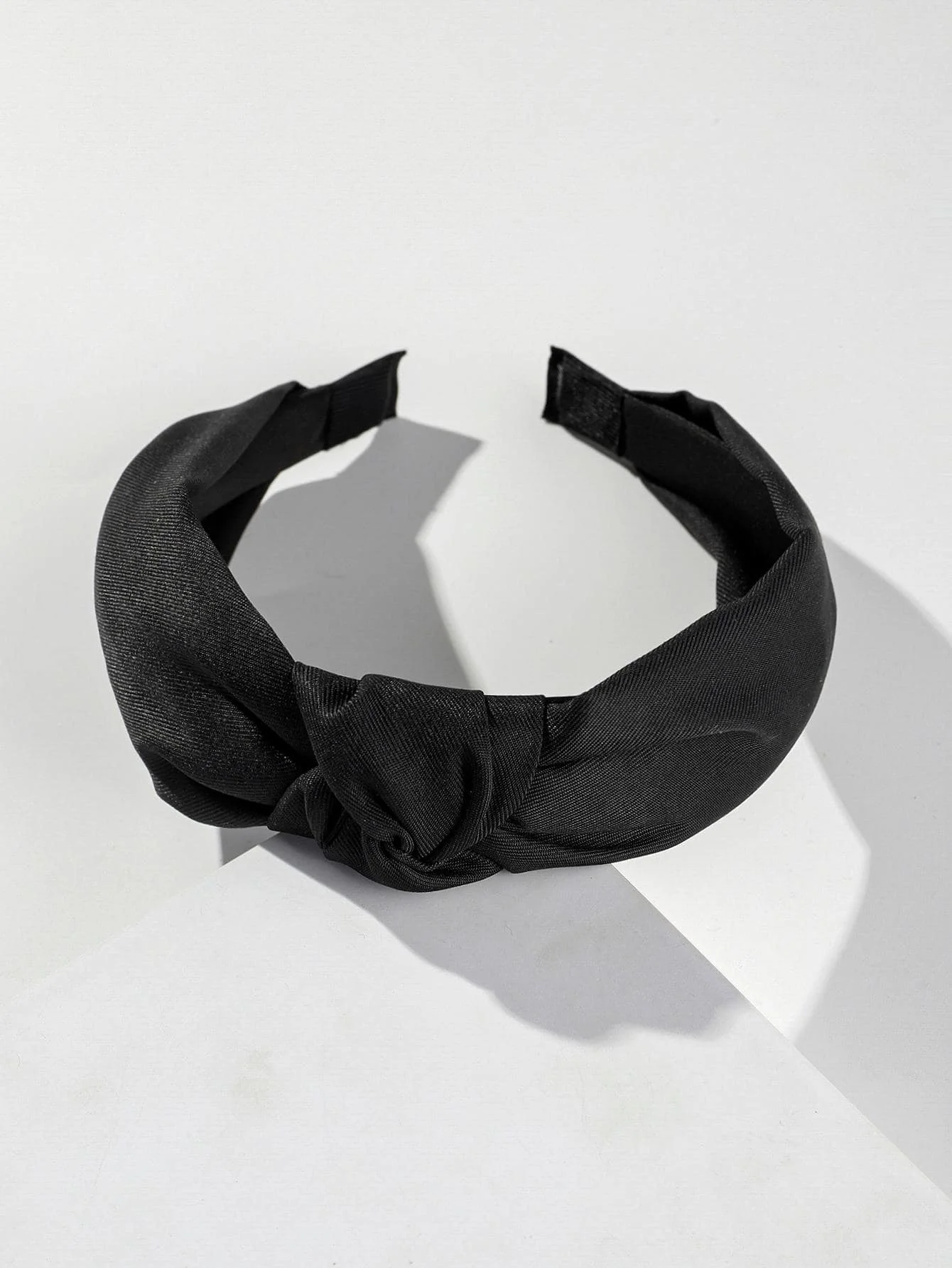 

Shiny Solid Black Wide Knotted Headband Y2K Style Hair Accessory
