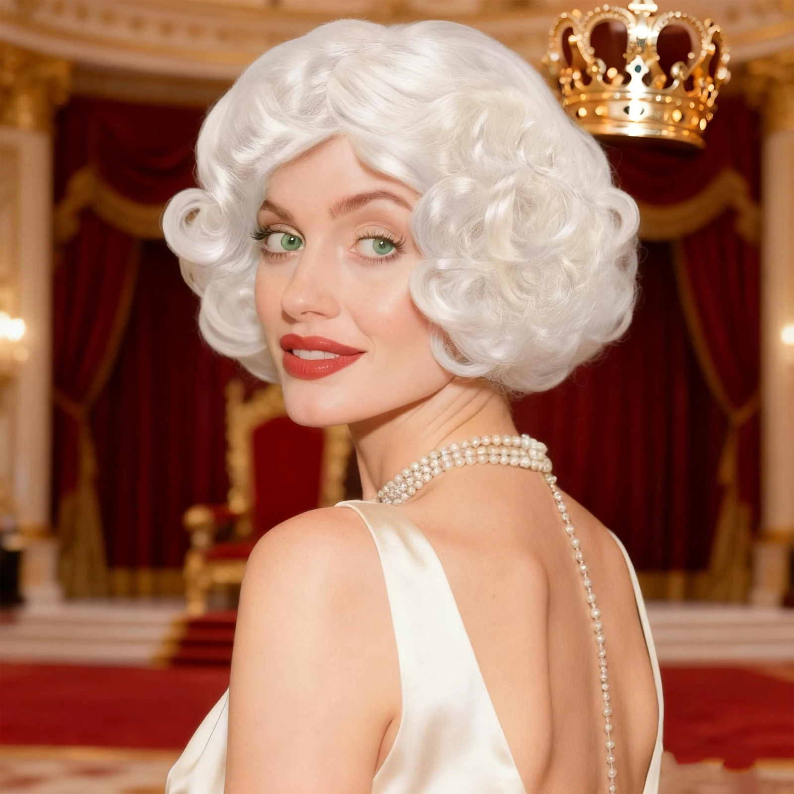 

Белый синтетический короткий парик для косплея в стиле благородной женщины, вьющийся дизайн для женского наряда