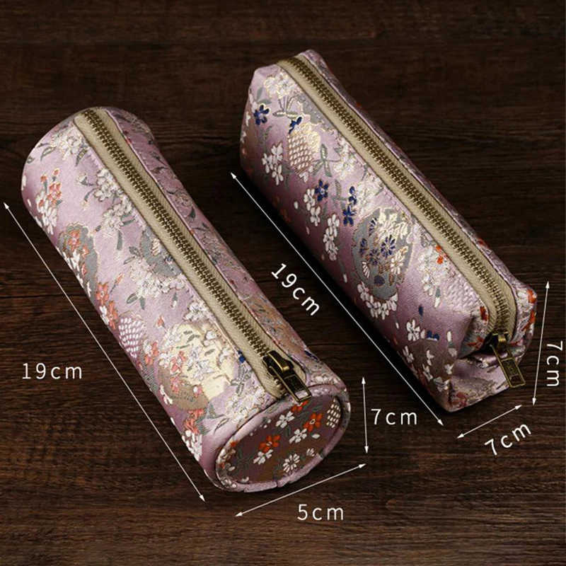 中国風の刺繍鉛筆ケースポータブル鉛筆ポーチ文具ペンバッグ高級メイクアップバッグ大容量化粧品バッグ