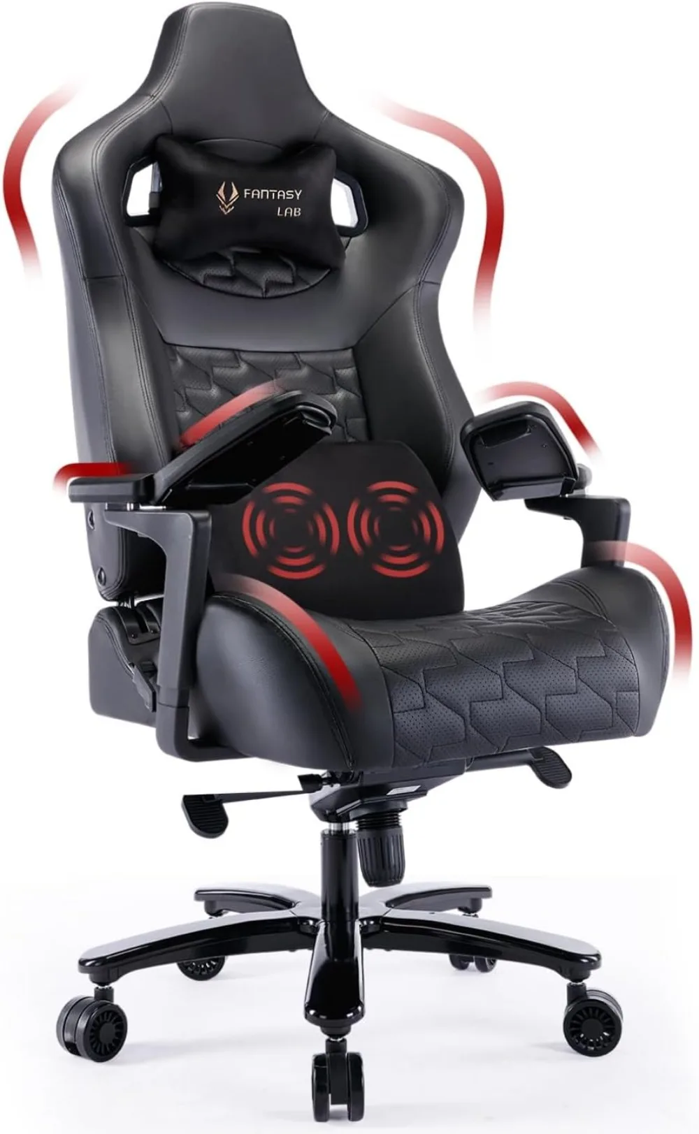 Big and Tall Gaming Chair Gaming Chair 450lbs with 6D Flip-up Armrests, Massage Waist Pillow, Headrest Gaming Chair