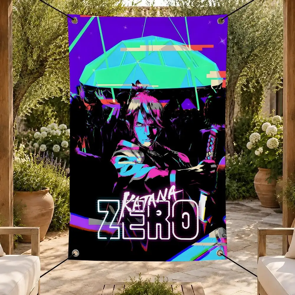 Anime K-Katana ZERO Flags Vertical Flag For Garden Party Living Room Home Wall Decor Bedroom Outdoor
