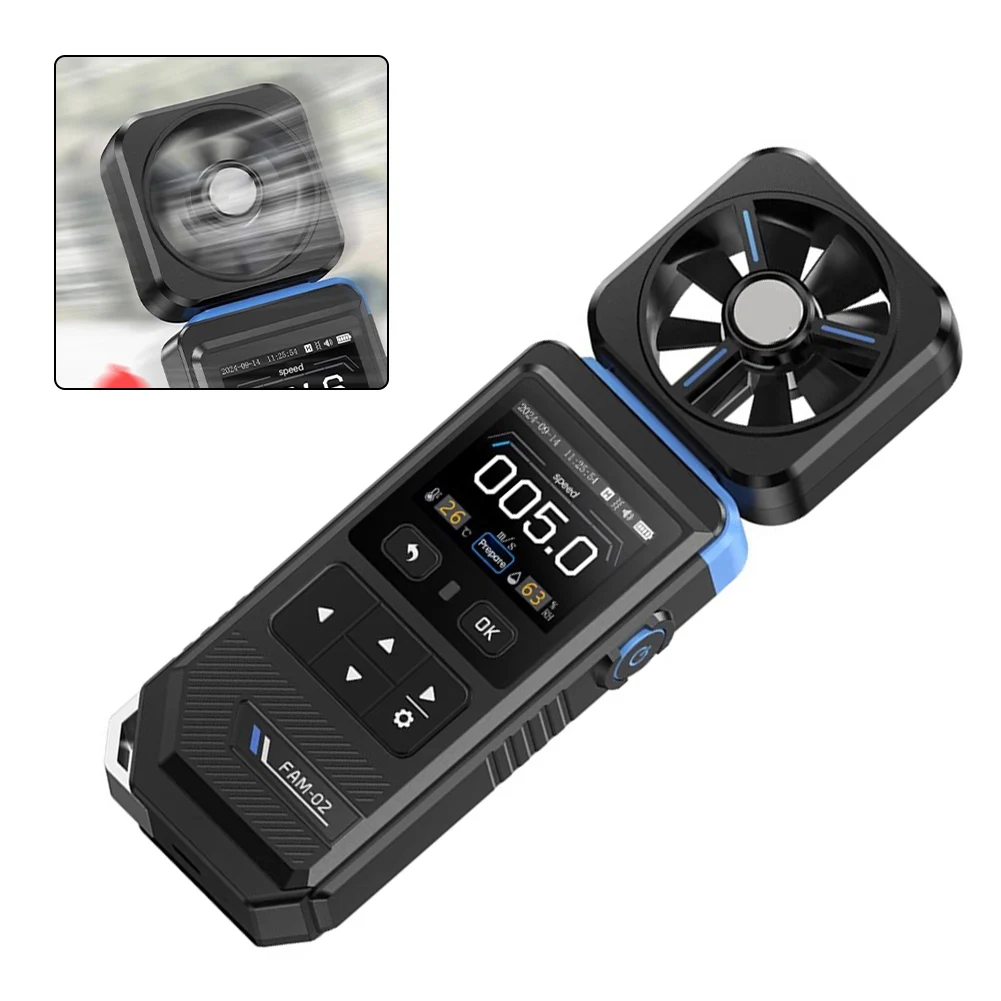 Professional FAM02 3in1 Handheld Anemometer Measures Wind Speed Temperature and Humidity with Multiple Unit Display
