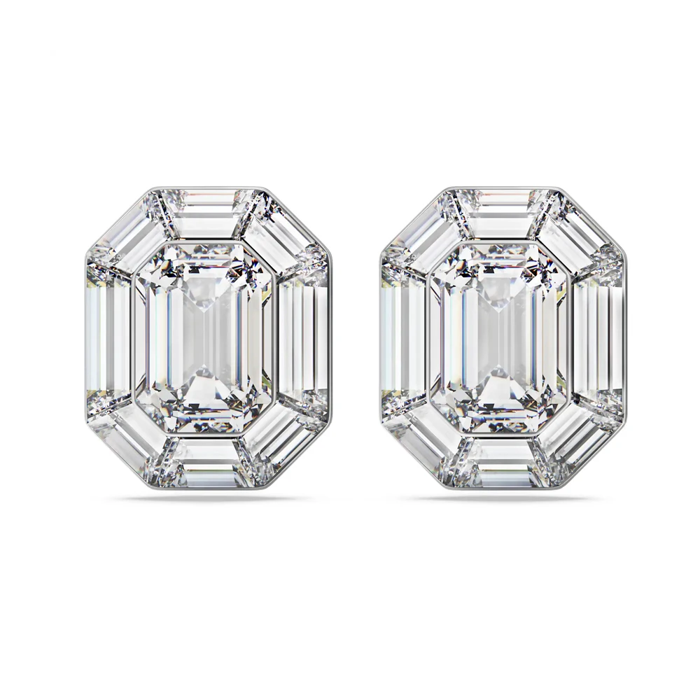 

Серебристые серьги-гвоздики с кристаллами изумрудной огранки - Неподвластные времени роскошные украшения