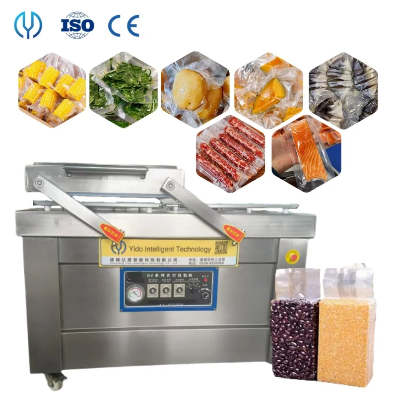 DZ400/500/600/700/800 Large Industrial Automatic Vacuum Packing Machine Double Chamber for Seafood Agricultural Products