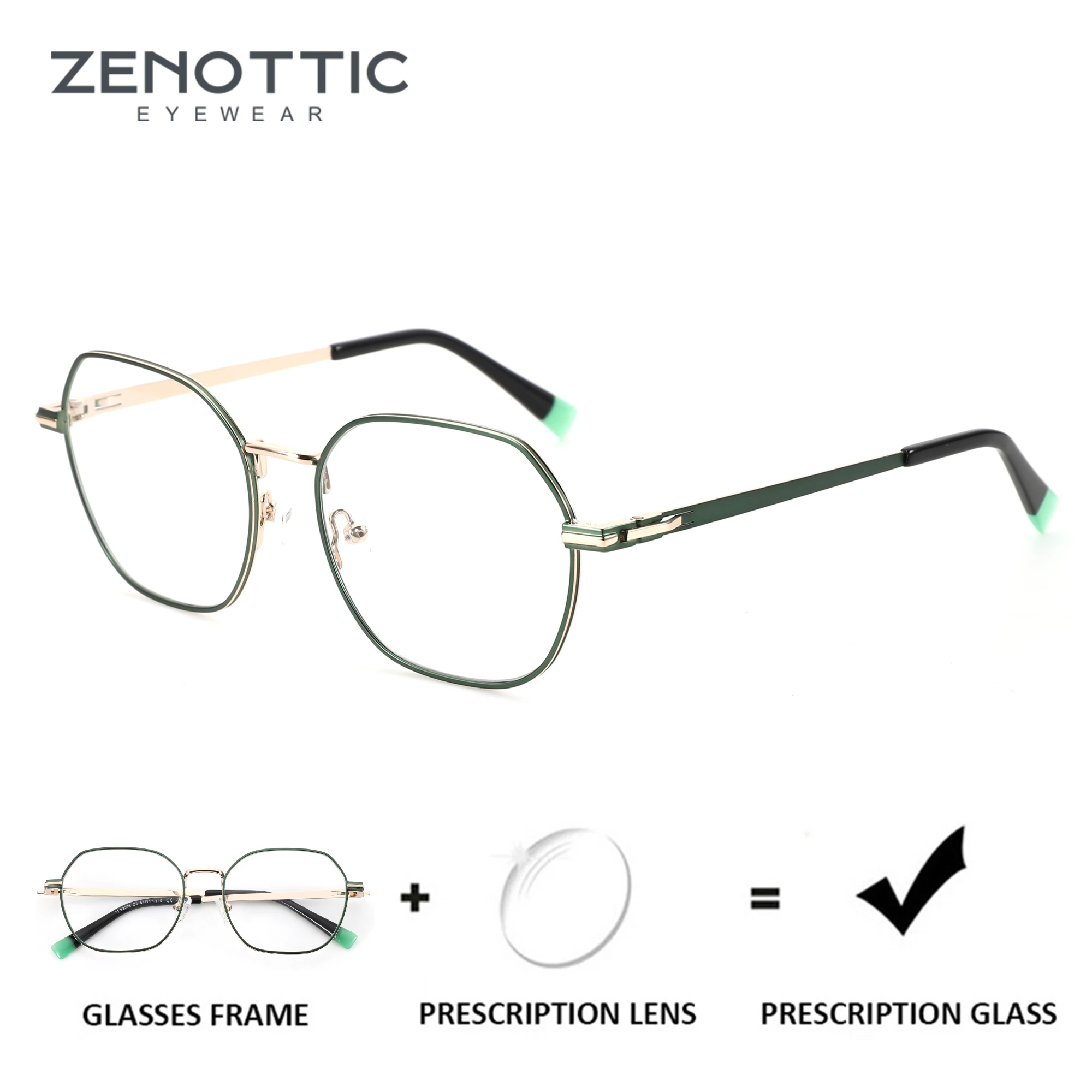 ZENOTTIC แฟชั่นรอบ Progressive Prescription แว่นตาโลหะคุณภาพสูงสายตาสั้นแว่นตาวงกลมแว่นสายตาสําหรับ Unsiex