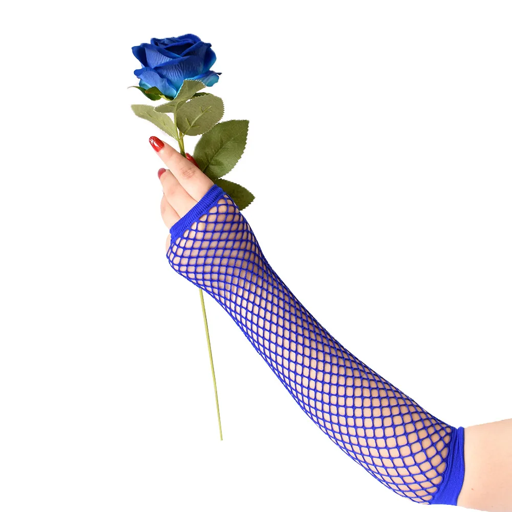 Guanti da rete da pesca Guanti di media lunghezza in rete elastica Costumi per spettacoli teatrali Puntelli da trascinamento Guanti mezze dita sexy