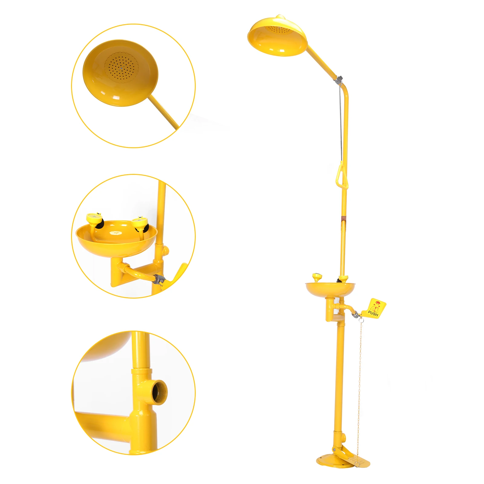 304 الفولاذ المقاوم للصدأ دش الطوارئ محطة غسيل العين NPT الموضوع دش مجموعة وغسل العين مع دش الإسعافات الأولية محطة غسيل العين #2