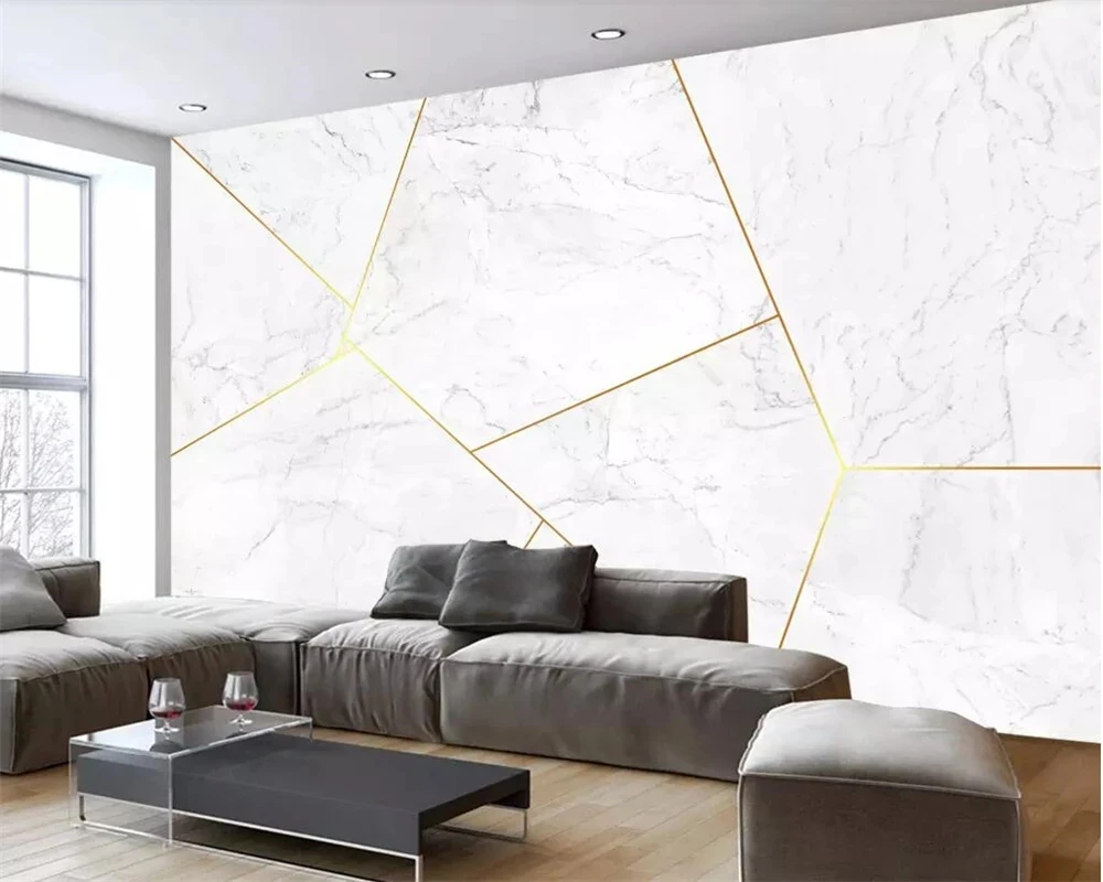 Customized wallpaper 3D photo mural Nordic marble gold texture geometric Living room sofa TV background wall bedroom restaurant