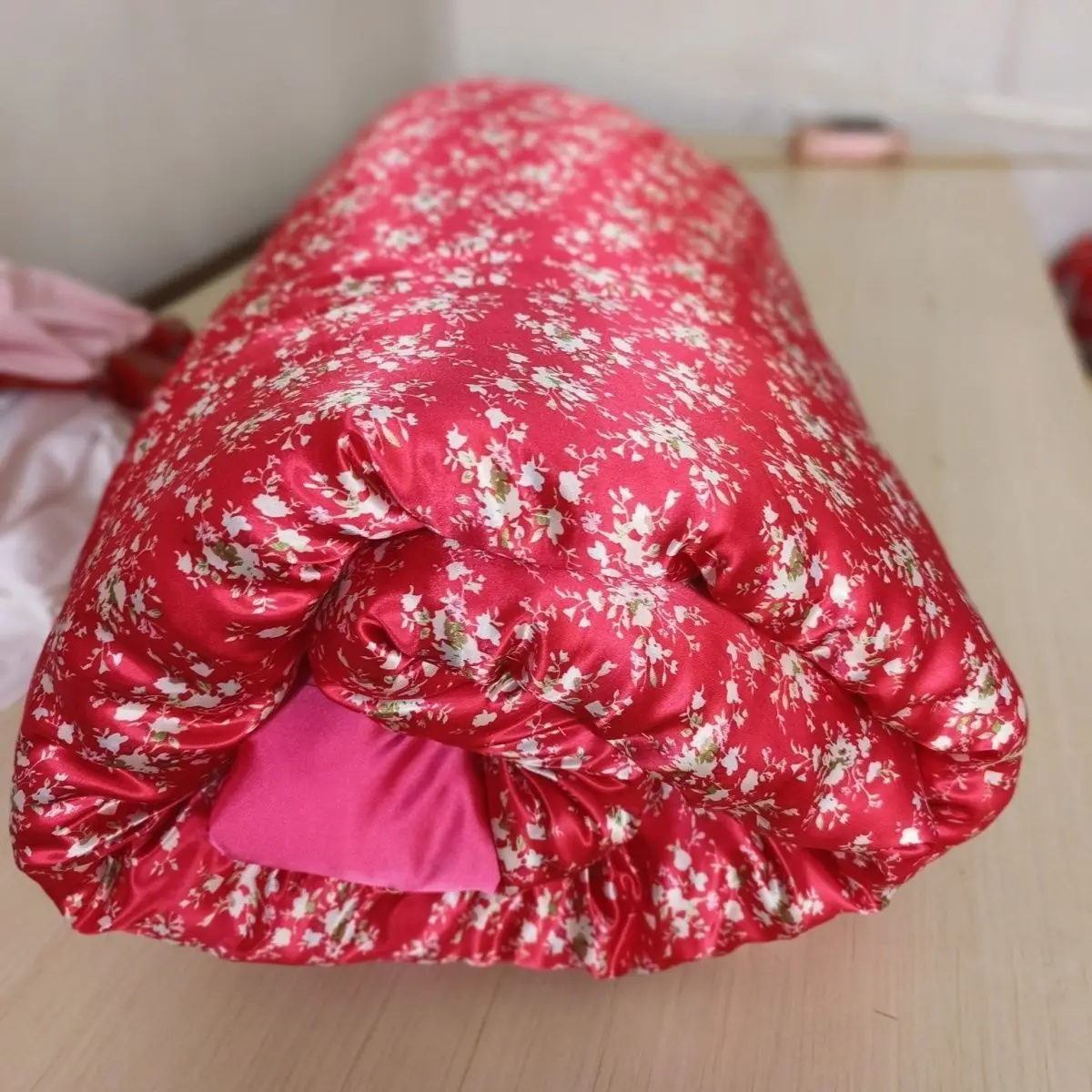 No Cotton Filling Glossy satin silk cover with zipper floral print bedspread home bedding