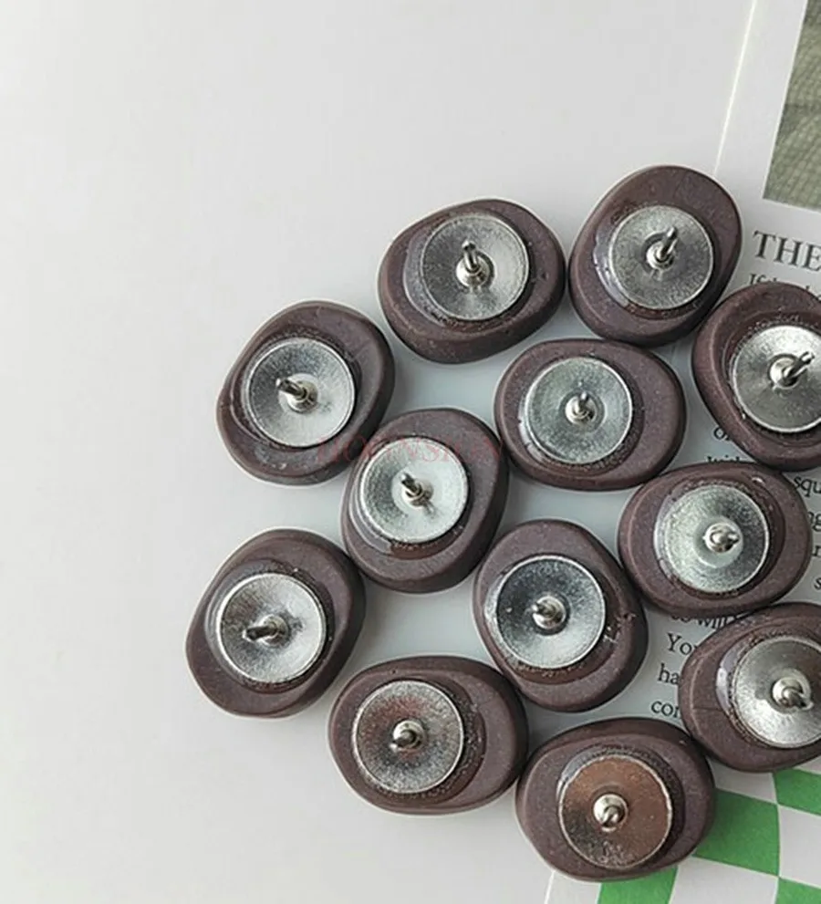 12pcs Matte coffee bean pushpin creative soft wooden board felt message board photo fixed decoration button
