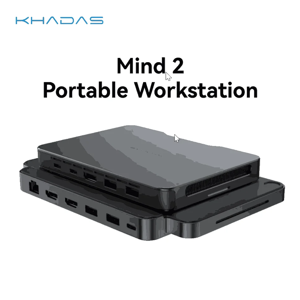 Khadas Mind 2 Mini PC, Khadas Dock y Khadas, estación de trabajo portátil familiar eGPU externa de 8GB, compatible con Thunderbolt 4 y USB4 (40Gbps)