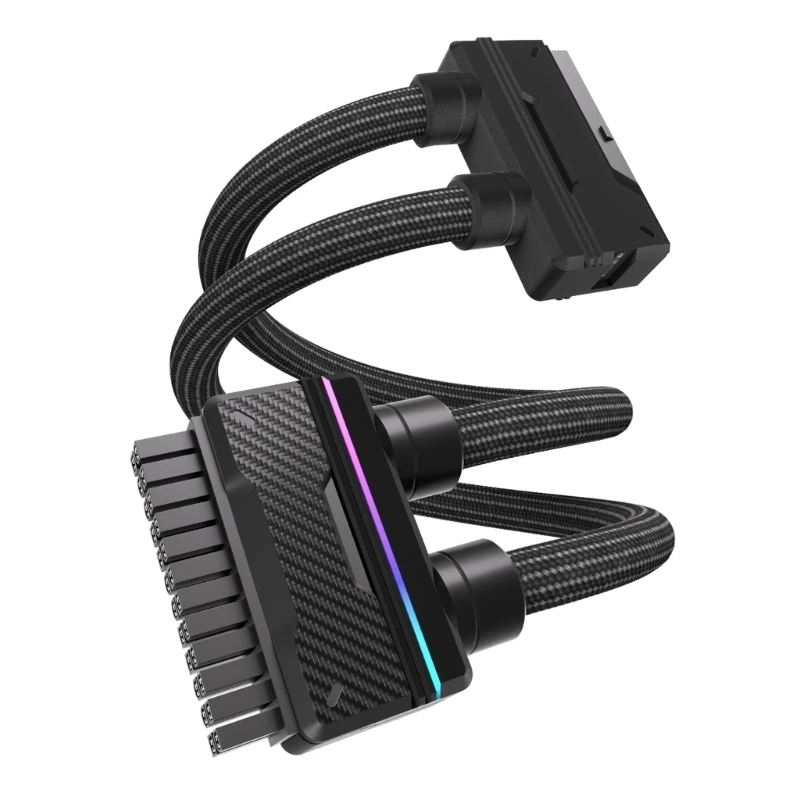 ARGB 24Pin PSUs Extension Cable 16AWG 24Pin Unified Double-Tube Design for Clean Cable Management