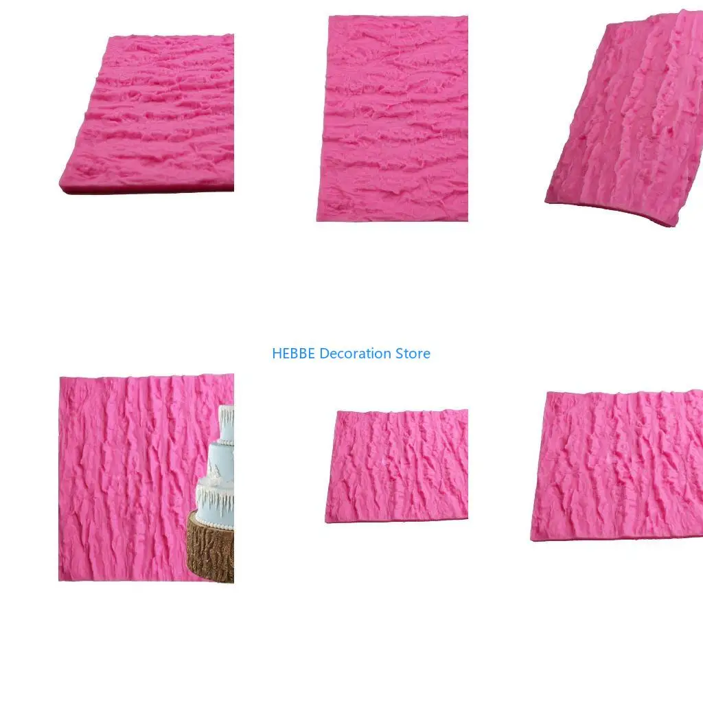 B0KC Tree Bark Texture Silicone Mold Cake Fondant for Impression Mat Decorating Suppl