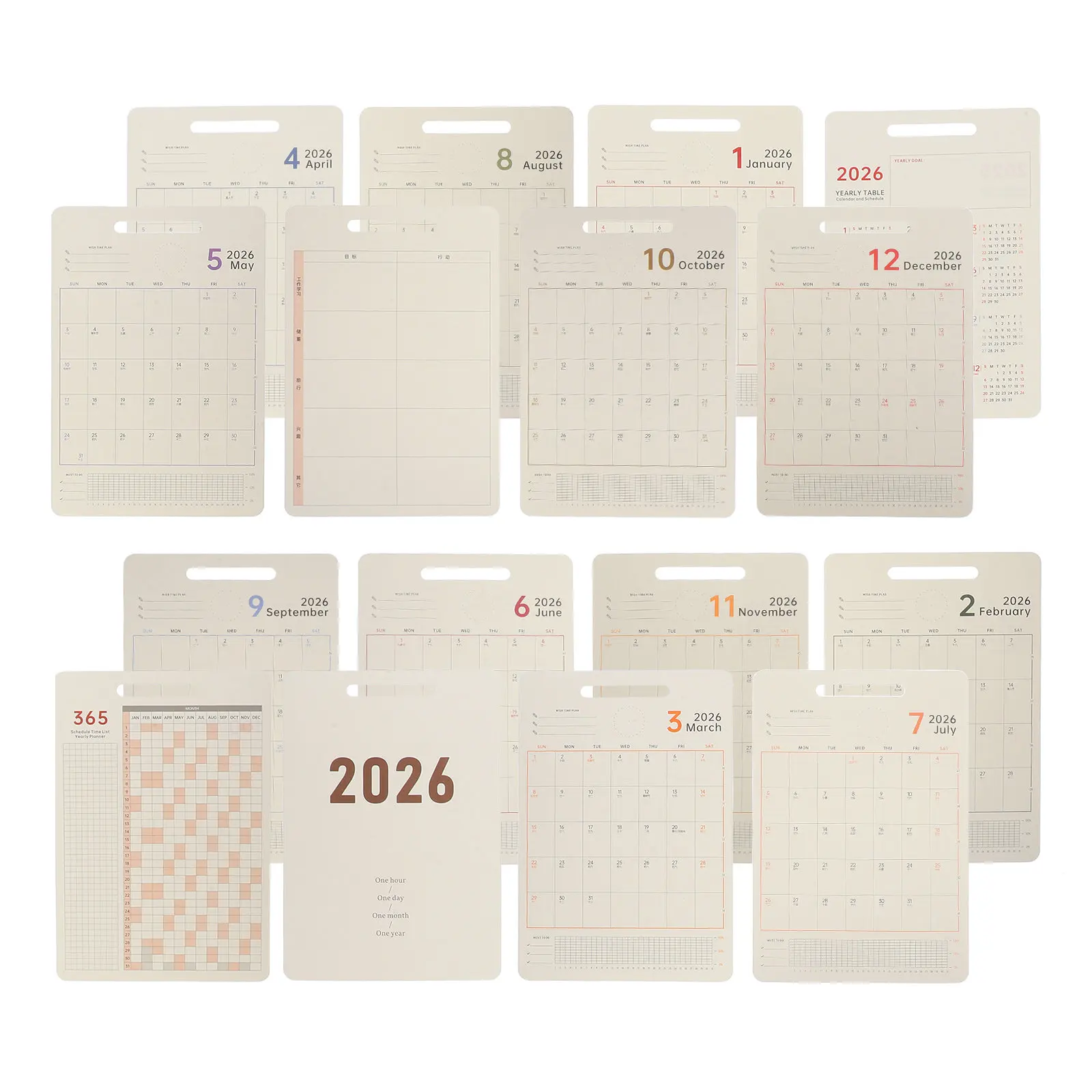 

1Set 2026 Desk Calendar Refill Sheets Aesthetic Daily Planner Inserts for Desktop Organizer Year Round Calendar Creative Office