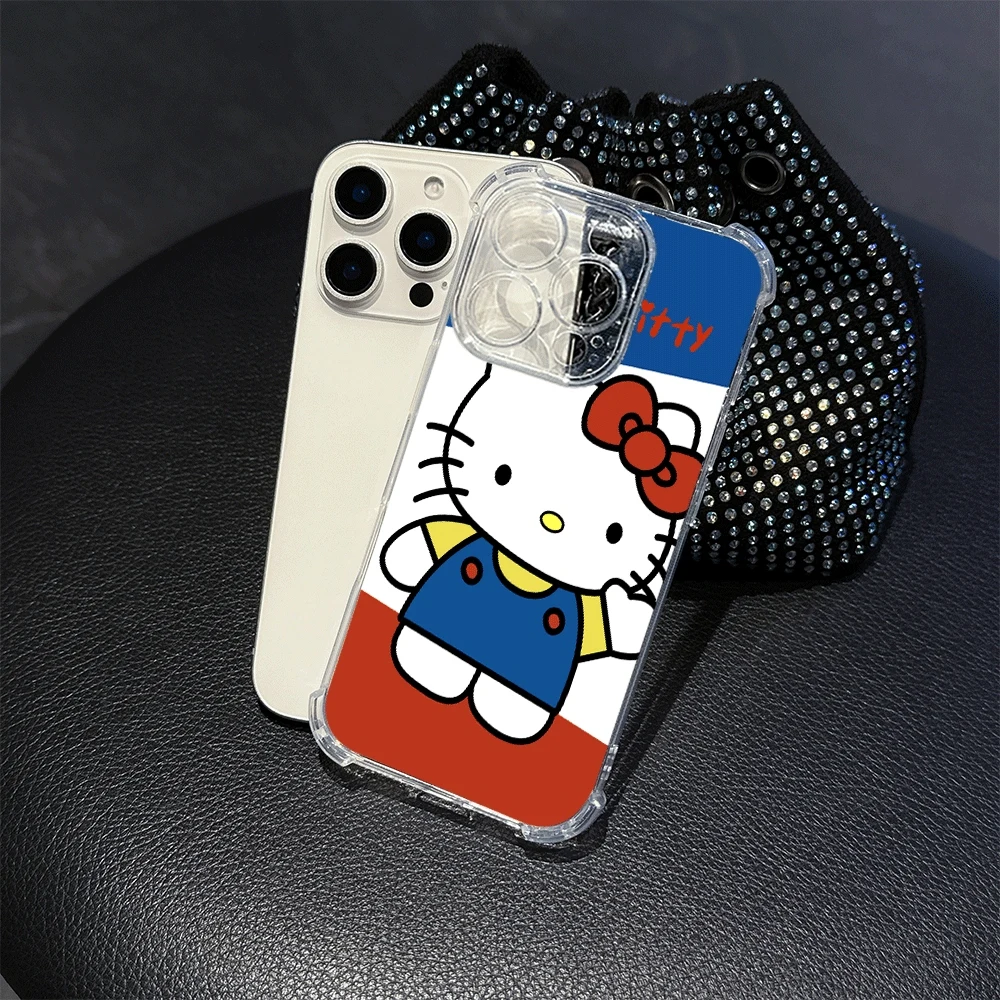 Sanrio étuis de téléphone portable pour IPhone 15 IPhone 16/15/14/13/12/11/x/xs/xs Max fille coque de téléphone transparente prévention des chutes Hellokitty