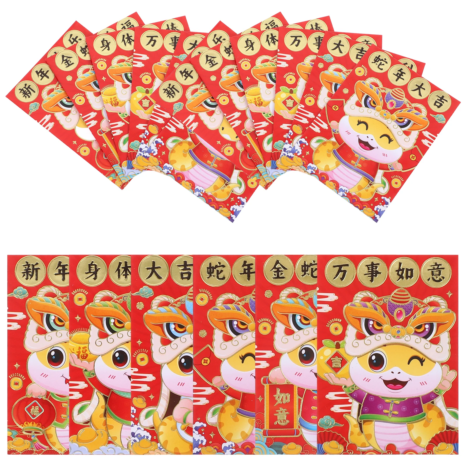 

60 Pcs Cartoon Snake Zodiac Red Large Capacity Chinese New Year Lucky Money Envelopes Cash Envelopes Print Products
