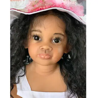 Reborn Doll Baby 29인치 Meili 검은 피부색 완성 그림 선물용 드레스 포함