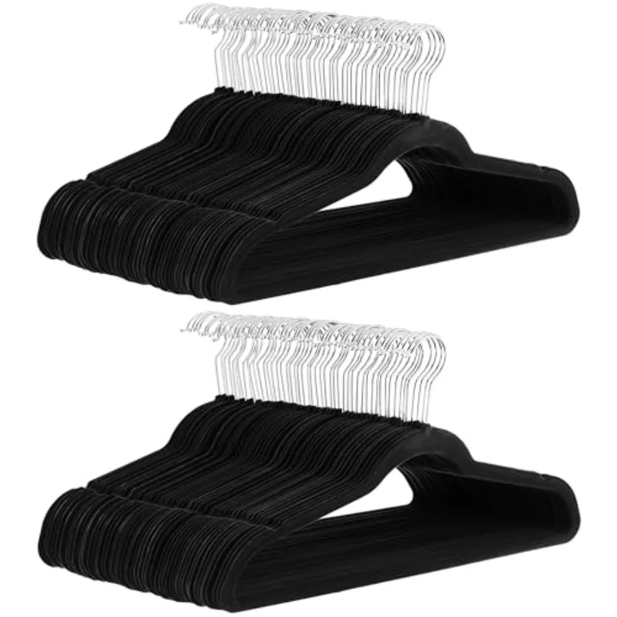 

Slim Velvet Non-Slip Space Saving Suit Clothes Hangers Closet Organizer /Silver 100-Pack