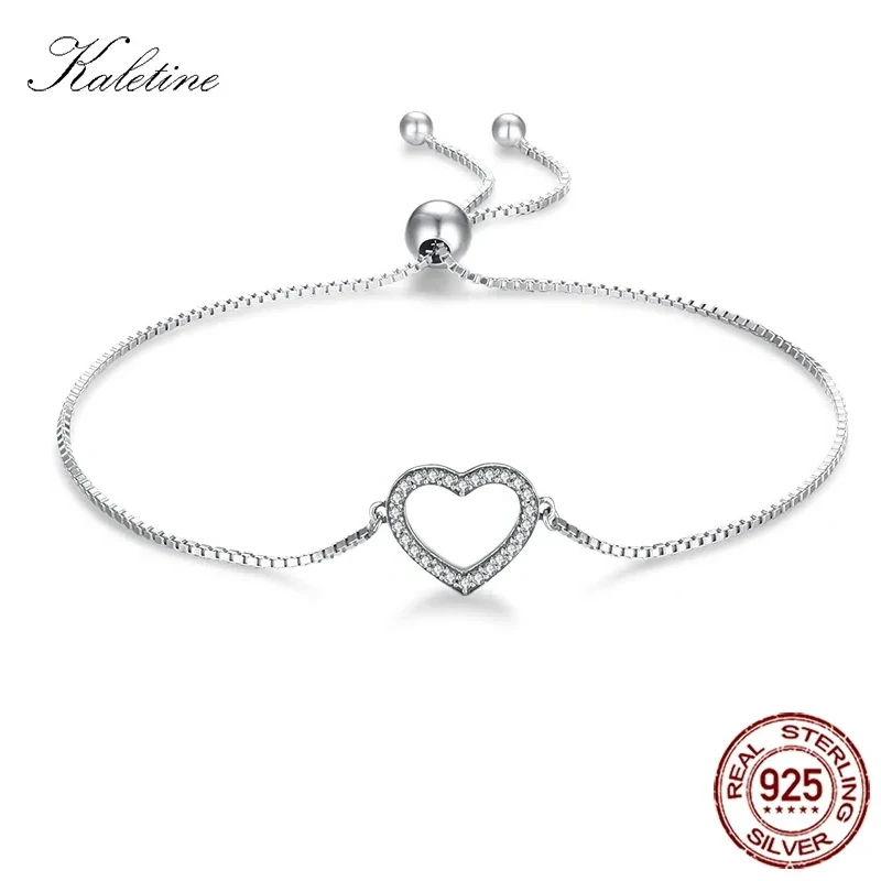 

KALETINE женский браслет в форме сердца, браслеты из стерлингового серебра 925 пробы, женские теннисные цепочки с кристаллами и камнями, регулируемые свадебные украшения