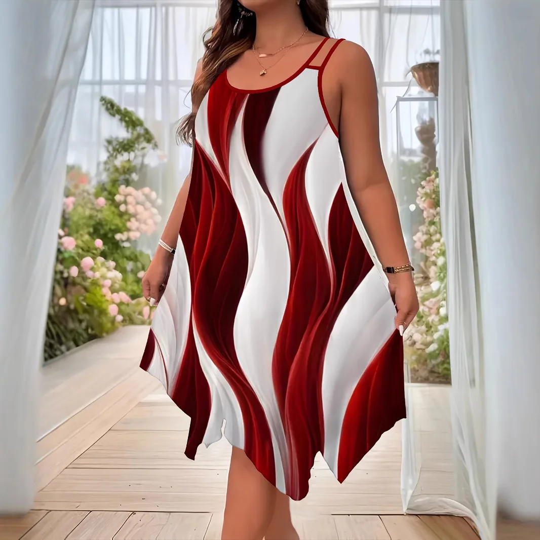 Abito casual floreale da donna, gilet estivo senza maniche, cinturino senza spalline, camicetta con piega alla caviglia, abiti midi casual Boho