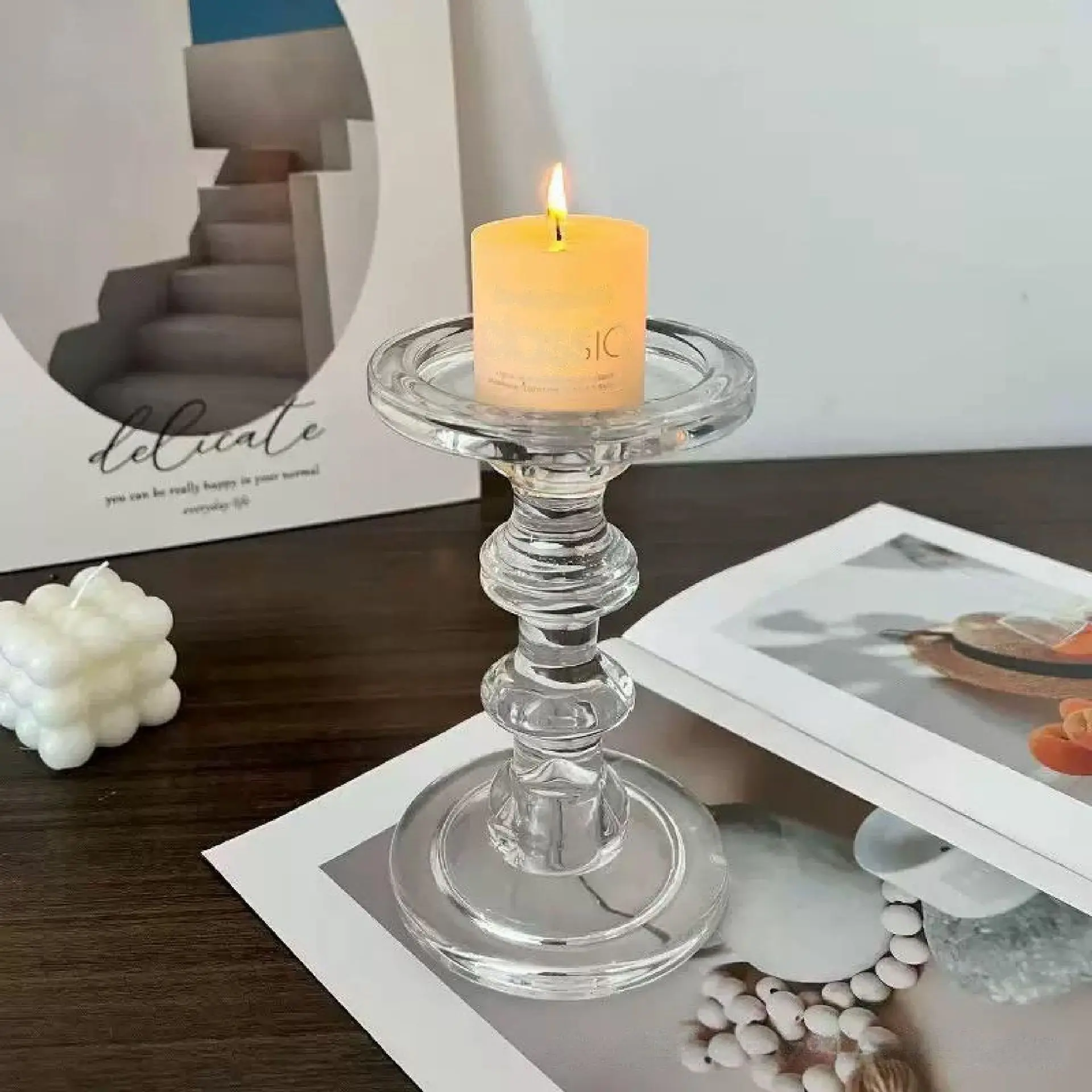 European Style Crystal Glass Candle Holders, Subtle Luxury Home Decor