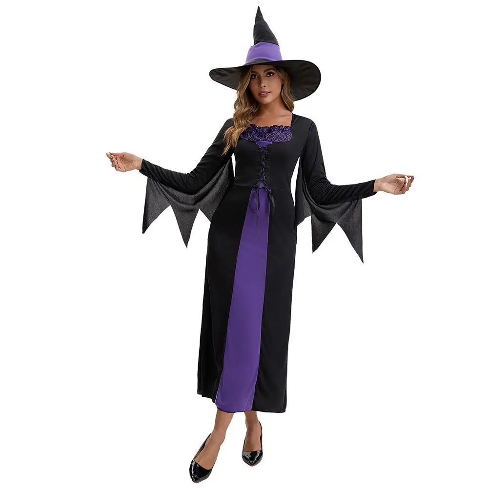 2025年新作プラスサイズパープルデビルウィッチコスチュームステージハロウィンパフォーマンス衣装女性用ファッショナブルウィッチ衣装パーティー用