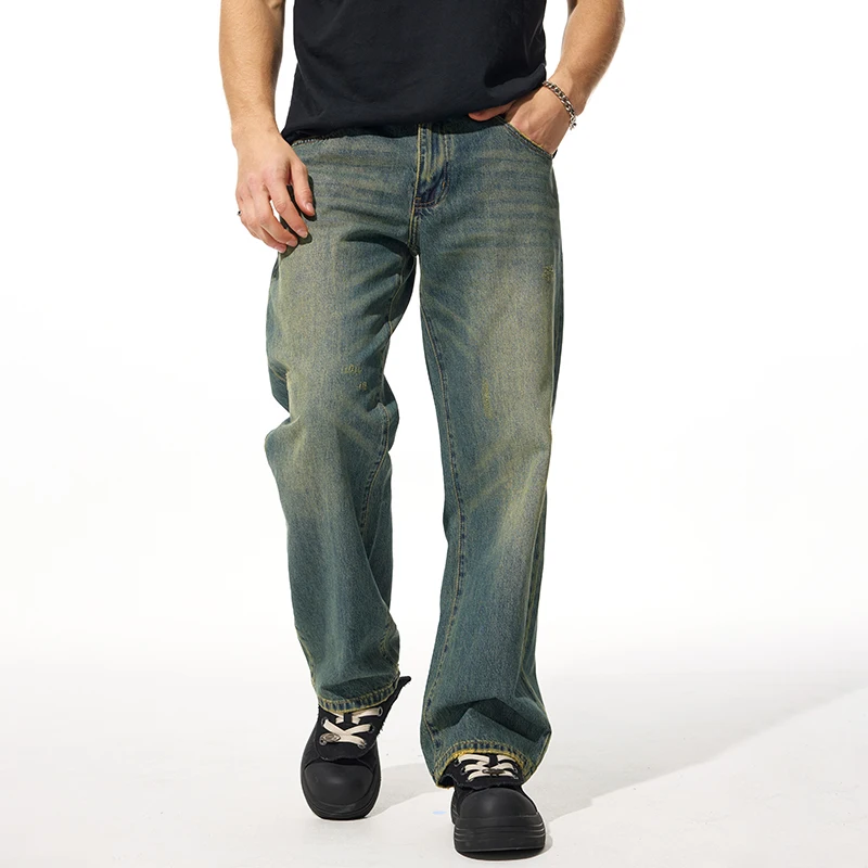 

spring and summer clanfit straight leg jeans basic Simple vintage color everything