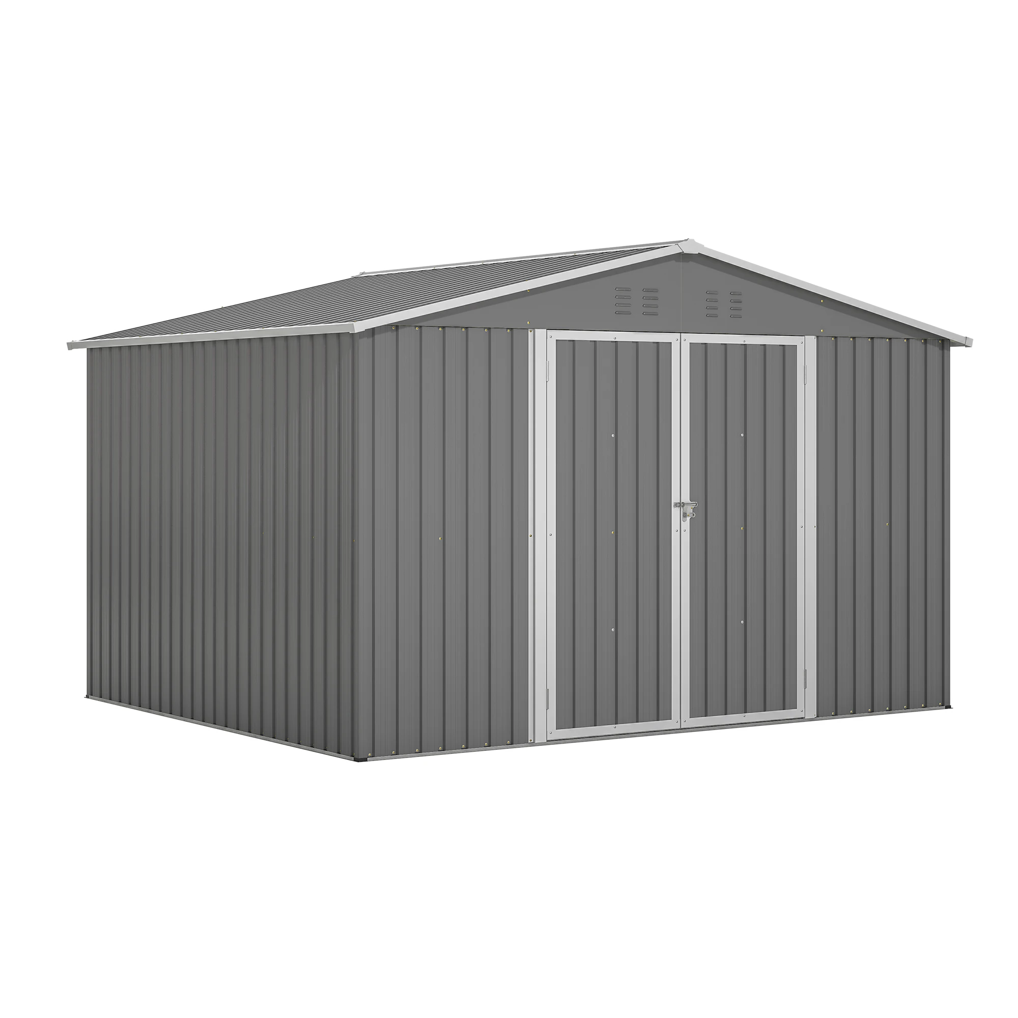 10X8 FT Outdoor Storage Shed Metal Tool Shedswith Frame Structure and Lockable Doors for Garden Patio Backyard Lawn Grey