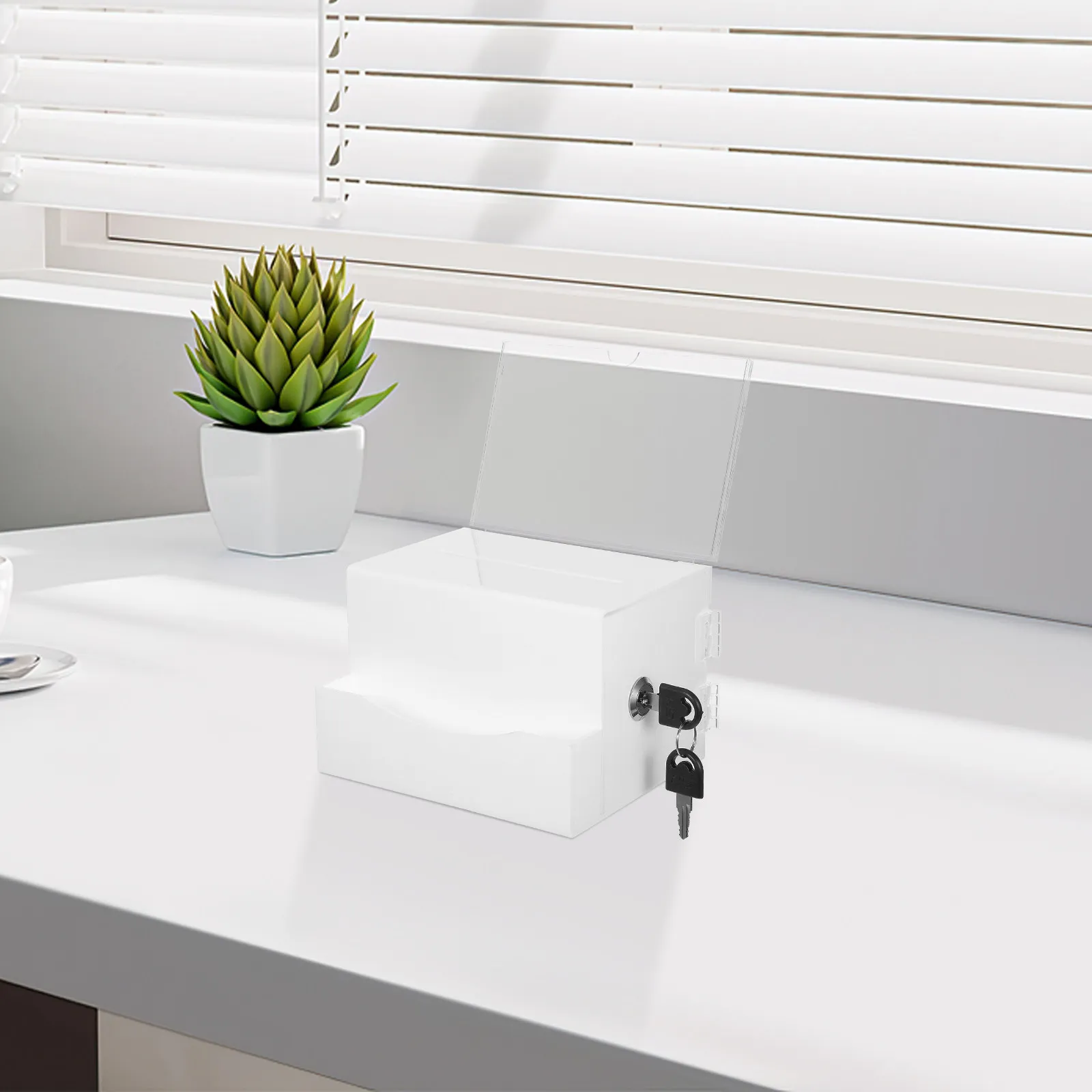 

Прозрачная акриловая коробка для предложений с замком, ящик для сбора пожертвований, для благотворительности, голосования, розыгрышей, безопасное хранение для офиса, класса