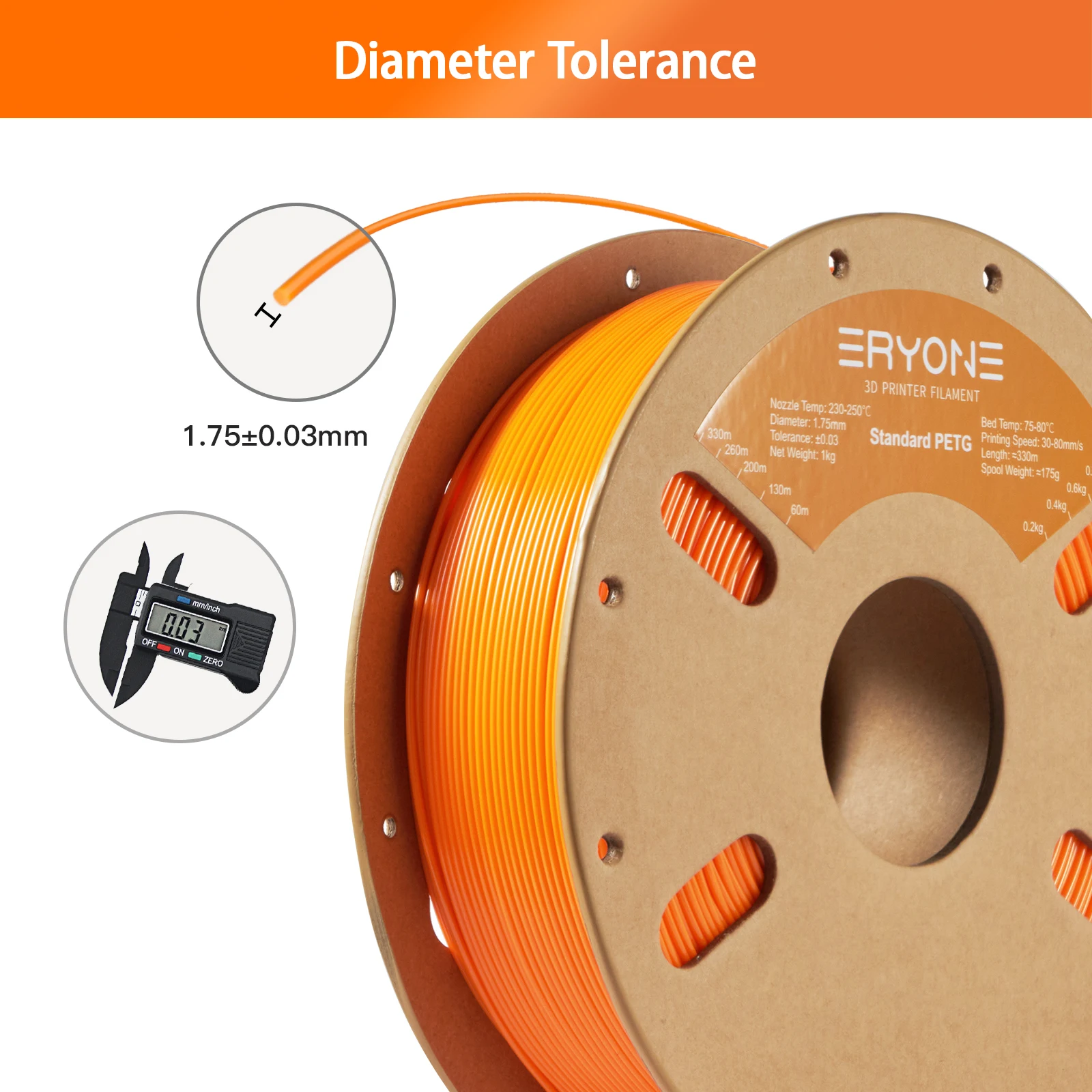 ERYONE 10KG Standard PETG Filament 1,75mm für 3D-Druck, Mehrfarbig Erhältlich, PETG-Filament, 3D-Filament Großhandel, 1KG/Spule – Detail 19