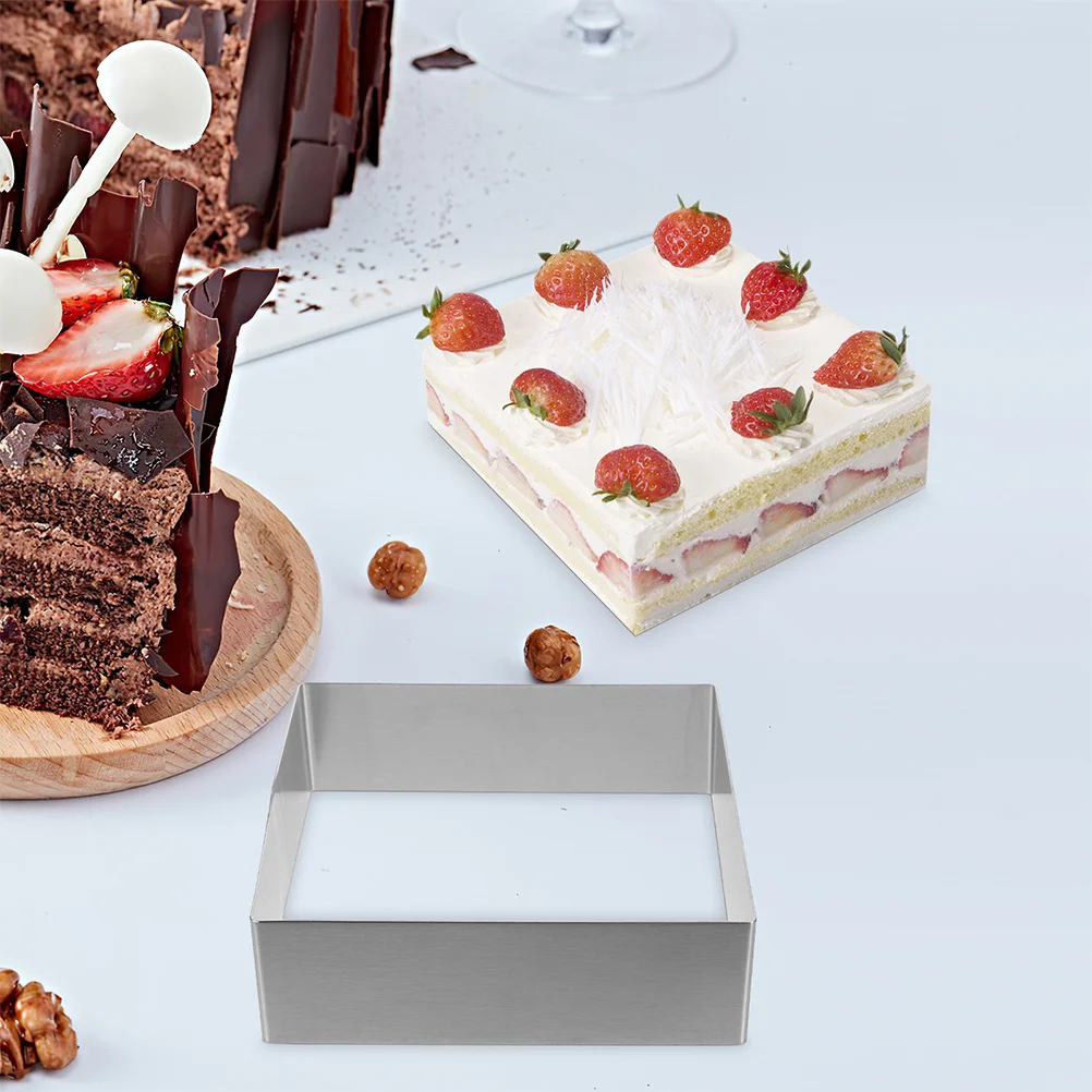 

2Pcs Stainless Steel Square Mousse Mold Cake Rings Mousse Cutter Bake Mold Non-Stick Dessert Pastry Cutter Dessert Ring