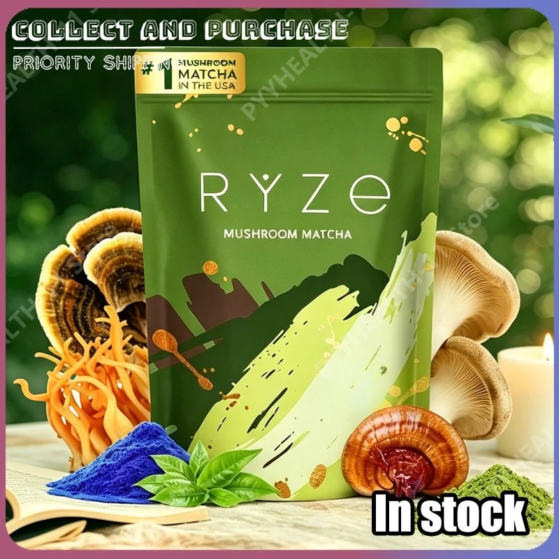 Mushroom Matcha Powder Organic with 6 Adaptogenic Mushroom Blend Matcha and Blue Spirulina Daily Energy and Immune Supplement