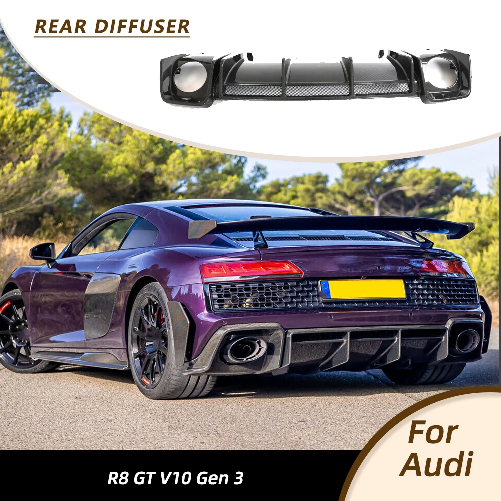 

Car Rear Bumper Diffuser Lip Spoiler for Audi R8 V10 GT Performance Coupe 2023 Facelift Gen 3 Rear Racing Body Kits Dry Carbon