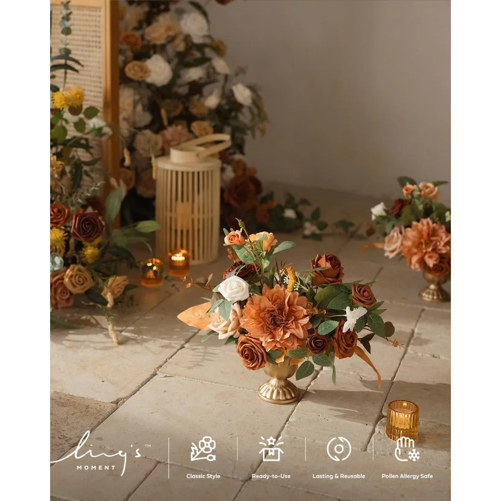 moment Künstliche Terrakotta-Blumen mit Vase, Hochzeit, Tischdekoration, Blumenstrauß, Herzstück, Blumentopf für Zeremonienempfang