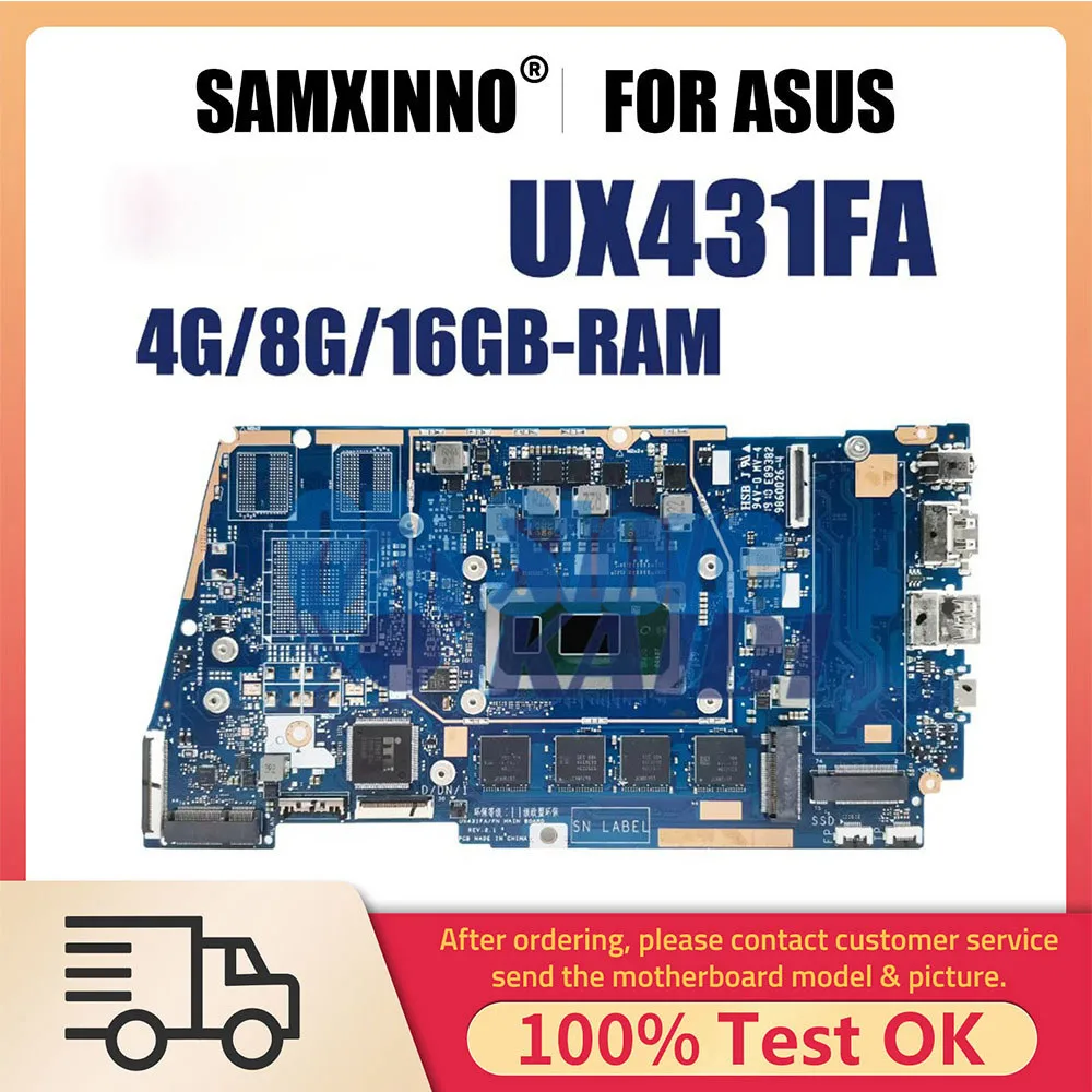 Notebook Mainboard For ASUS UX431FAC RX431F BX431F UX431FN UX431FLC Laptop Motherboard I3 I5 I7 8th 10th Gen 4G 8G 16GB RAM