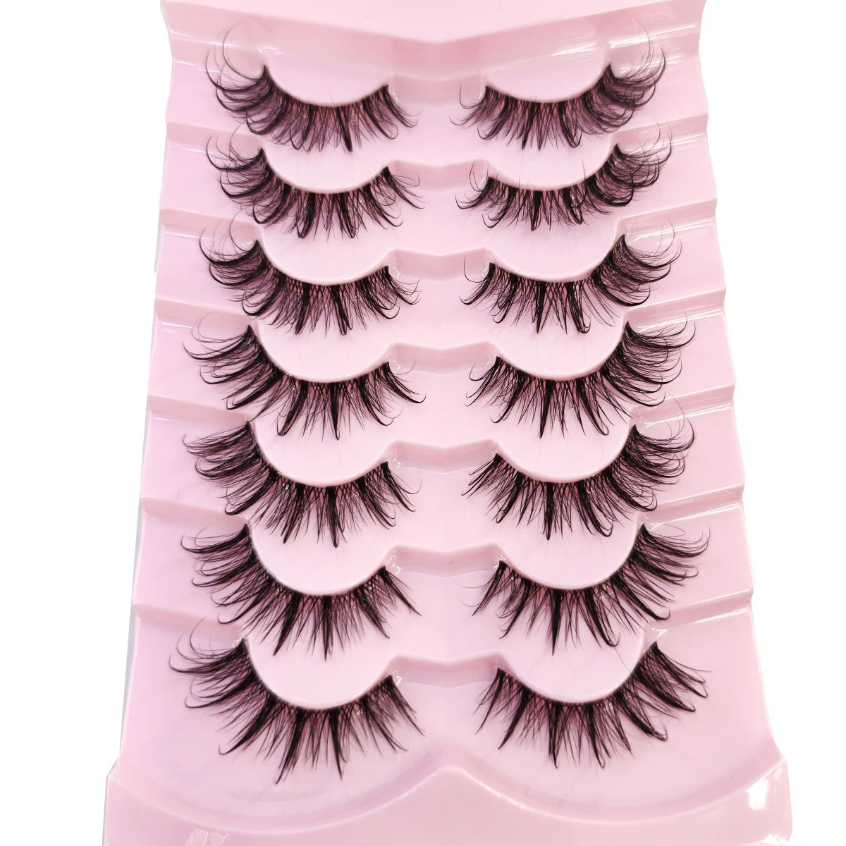 HBZGTLAD ナチュラルロングコスプレメイククロスストリップつけまつげ黒まつげとキャットアイまつげ 7 ペア