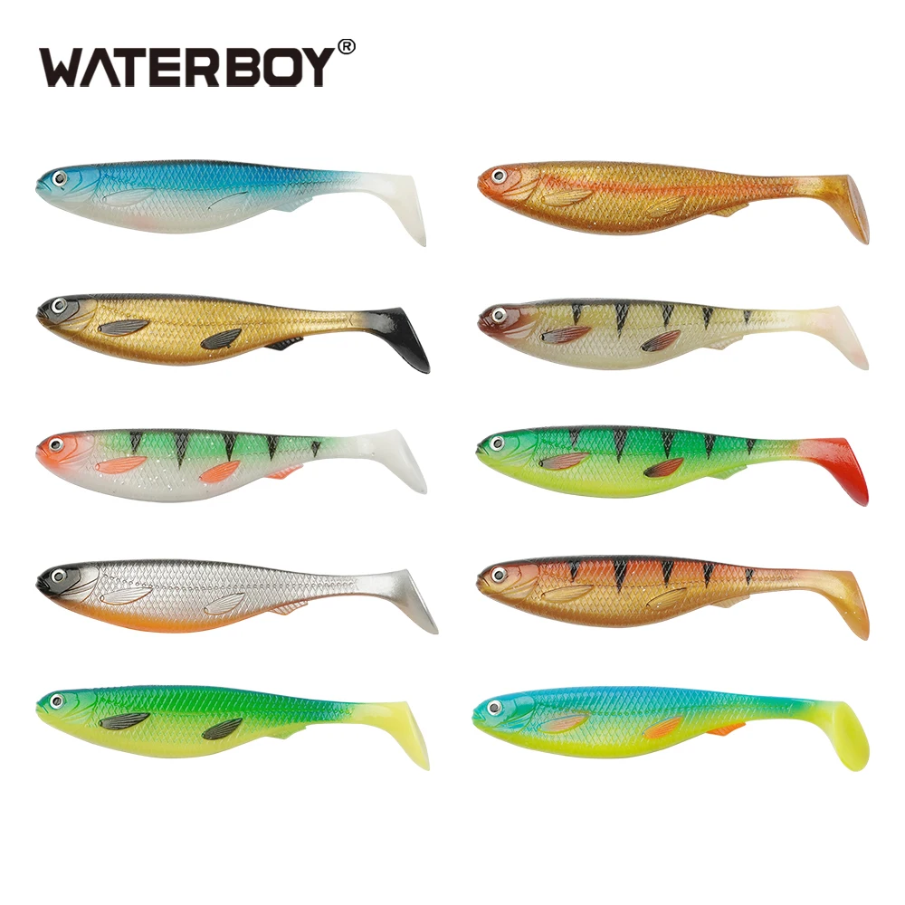 

Hotasale10pcs/pack Mixed Color Big Shads Soft Lure Set Facotry 12.5cm 15cm 20cm PVC Material T Tail Softbaits Fishing Soft Bait