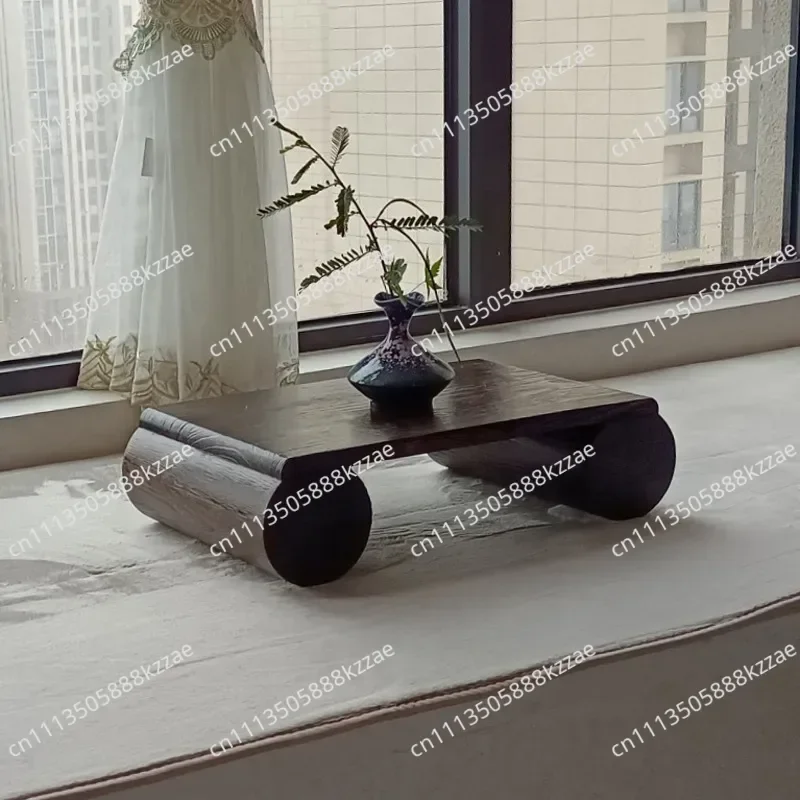 Small Bay Window Table Japanese Style Low Table Solid Wood Mat Tatami Side Table Balcony Cozy Desk for Home