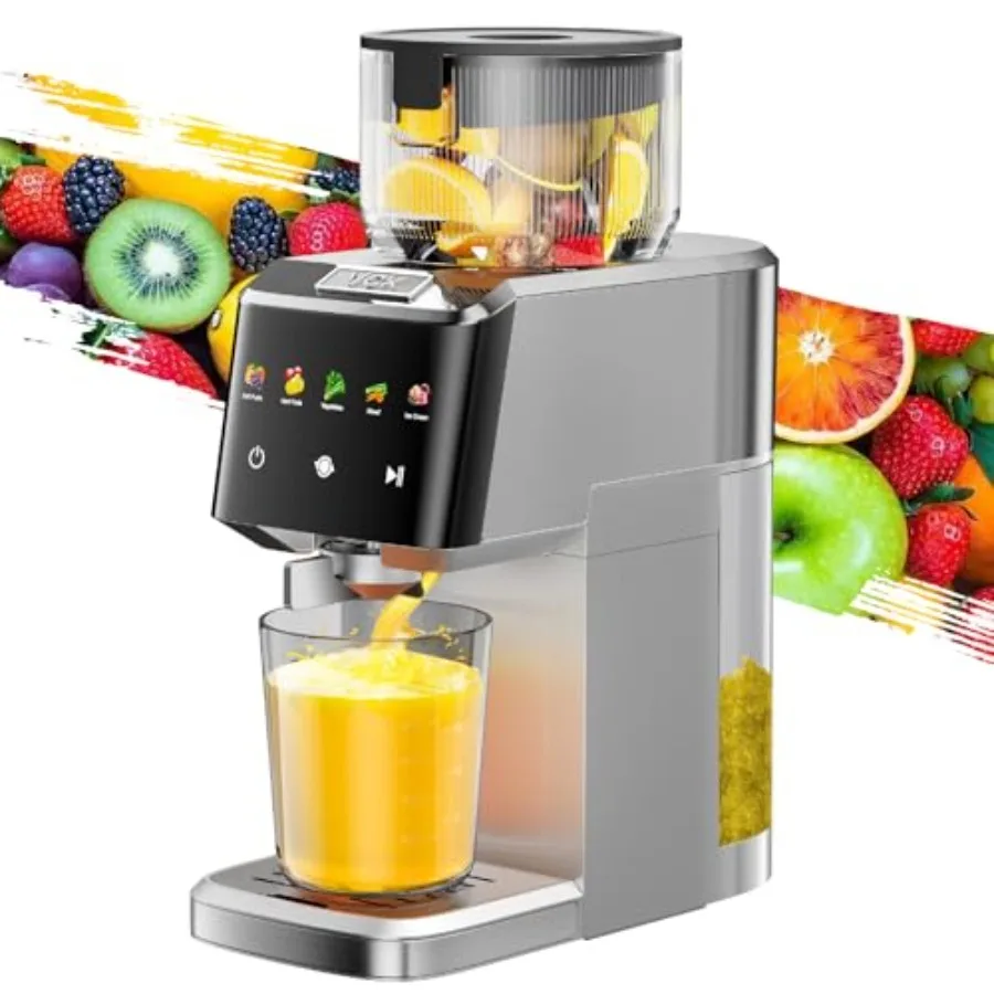 

Cold Press Juicer for Home Use: Stainless Steel Black Large 5.12 Feed Chute Slow Masticating Technology Ensures High Juice Yiel