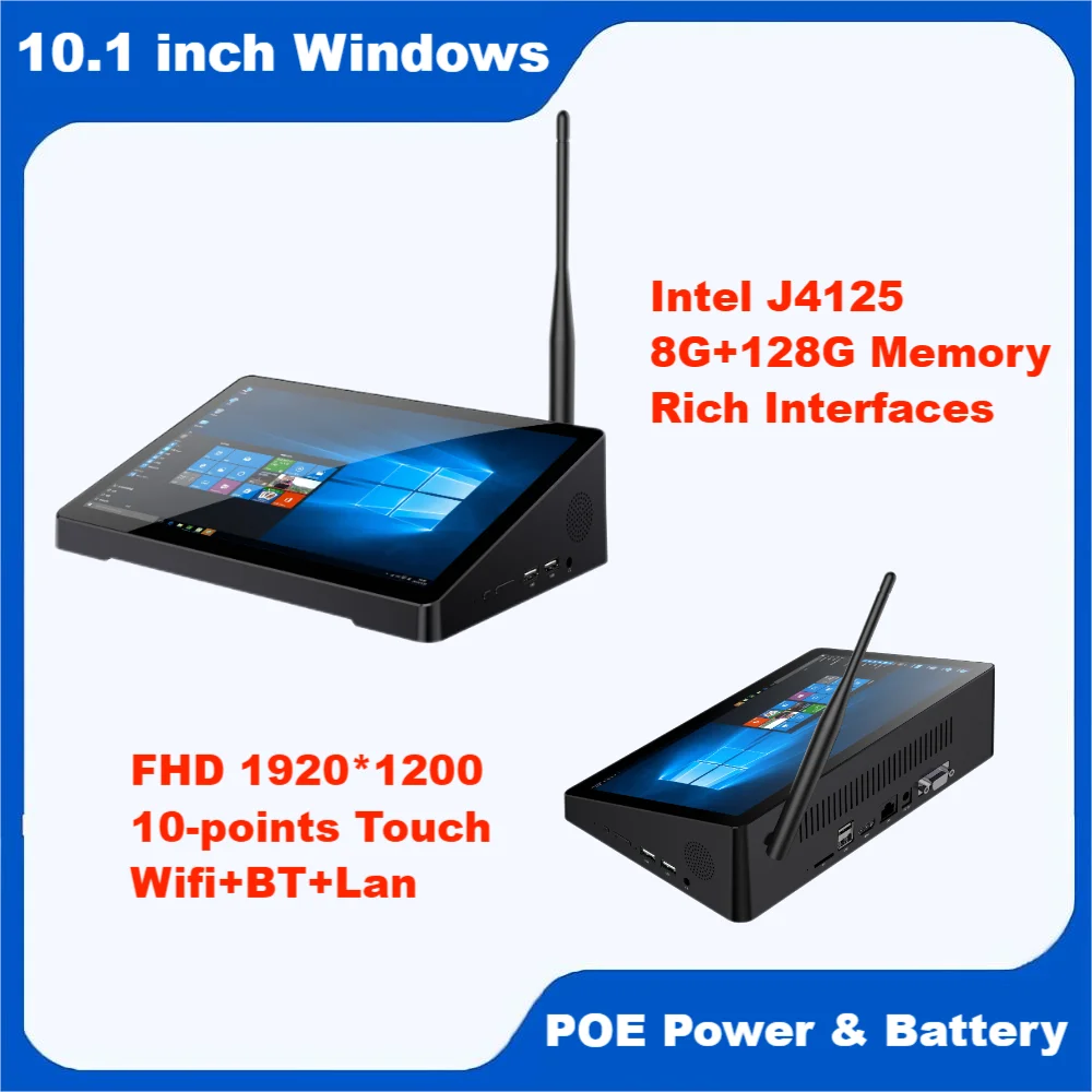 

10.1 Inch IPS Portable Windows Mini PC Customer Feedback Signage With Touch Screen Intel J4125 Desktop Tablet Smart POE Battery