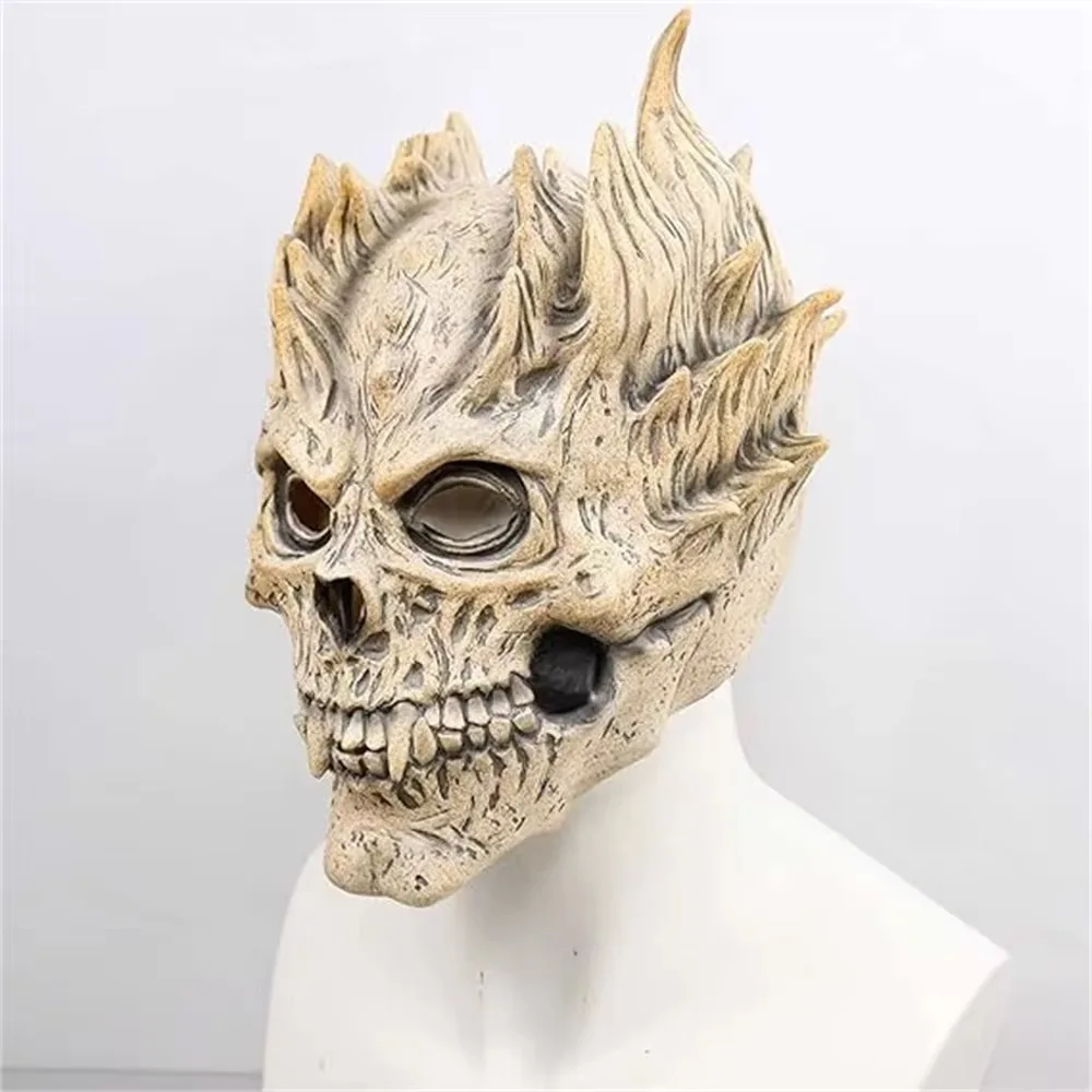 

Terror Realistic Full Head Skull Mask Durable Latex Skeleton Demon Masks Unisex Creepy Old Bones Warrior Headgear Helmet