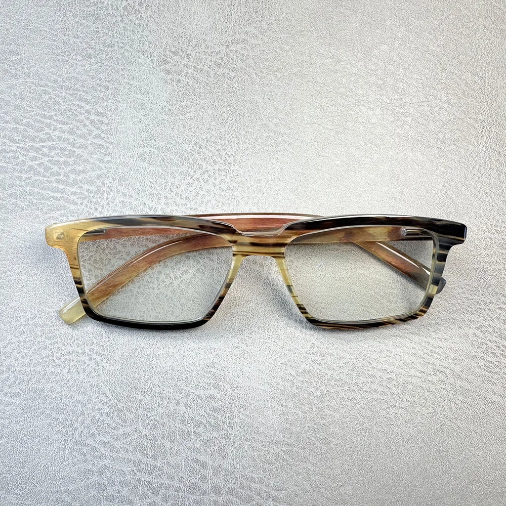 Eyeglass Frames Vintage Square Optical Lenses Eyeglasses Business Handmade Honey Black Horn Prescription Man Glasses Frames