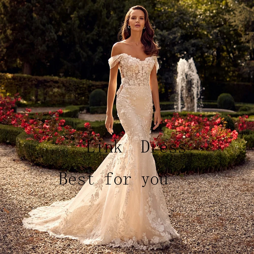 Luxury Mermaid Wedding Dresses for Ladies Elegant Strapless Bridal Gowns with Lace Exquisite Sleeveless Vestidos De Novia New
