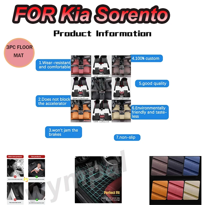 

LUXURY Car Floor Mats For Kia Sorento（Five Seats）2009 2010 2011 2012 Customauto Foot Pads Automobile Carpet Cover interior
