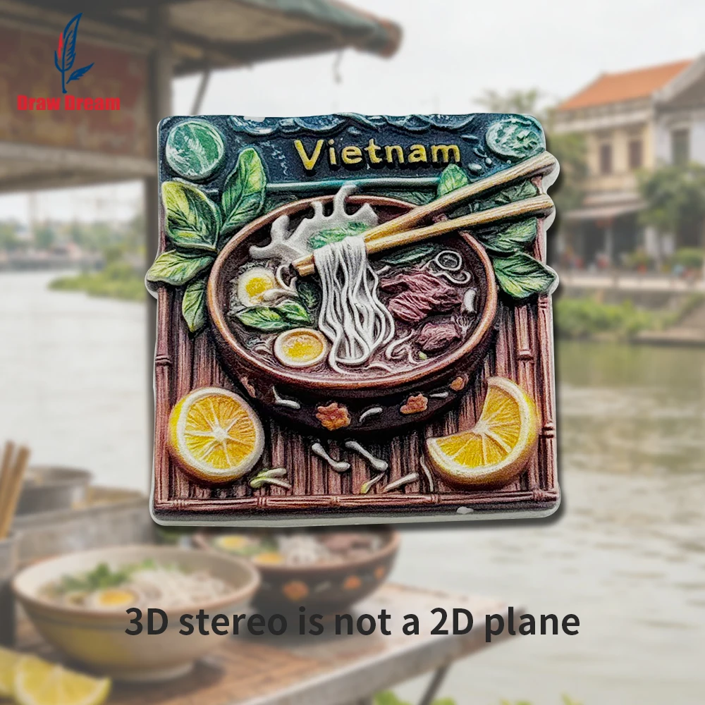 1Pc Vietnamese Cuisine Pho Creative 3D Refrigerator Magnet World Travel Souvenir Collection Suitable for Home and Office Decoration, Personalized Exclusive Travel Souvenir Magnetic Refrigerator Magnet Home Decoration, Kitchen, Room, Office, Cabinet Crafts Gift, Holiday Souvenir, Exquisite Small Gift