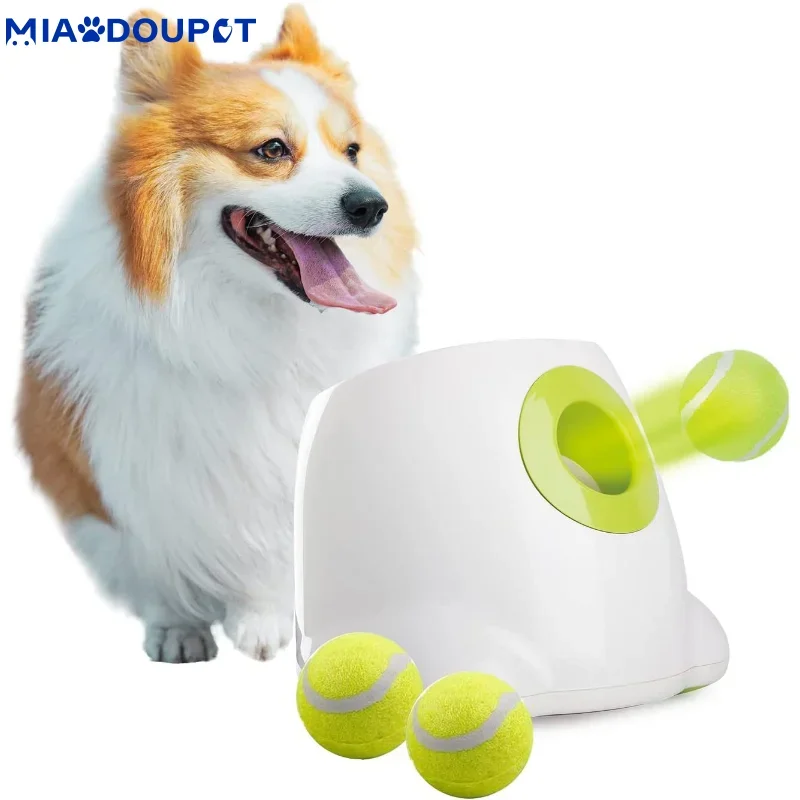 

MIAODOUPET Automatic Ball Launcher for Dogs Interactive Puppy Pet Ball Indoor Thrower Fetch Machine for Small and Medium Size