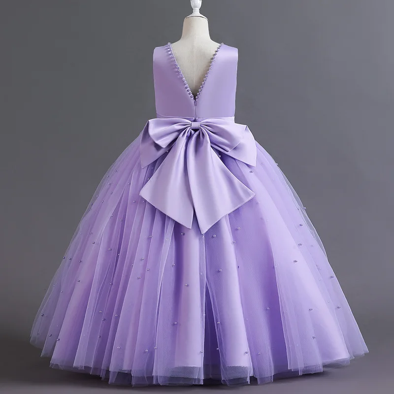 Girls Elegant Weddings Luxury Princess Lush Youth Dresses From 6 8 10 12 To 13 14 Years Old Children\'s Lilac Tulle Blue Clothes